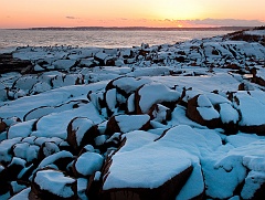 Winter Sunset Over Southern Maine Coast
